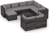 Decoways - 10-delige Loungeset met kussens grijs geïmpregneerd hout