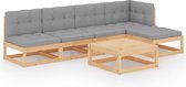 Decoways - 6-delige Loungeset met kussens massief grenenhout