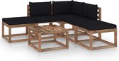 Decoways - 6-delige Loungeset met zwarte kussens