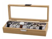 Luxe Horlogedoos Hout geschikt voor 6 horloges – Horloge opbergdoos – Horlogebox met 6 Vakken