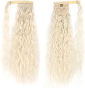 Paardenstaart hairextensions Wit Blond lang krullend 65 CM krullen en stijlen tot wel 130 graden ponytail