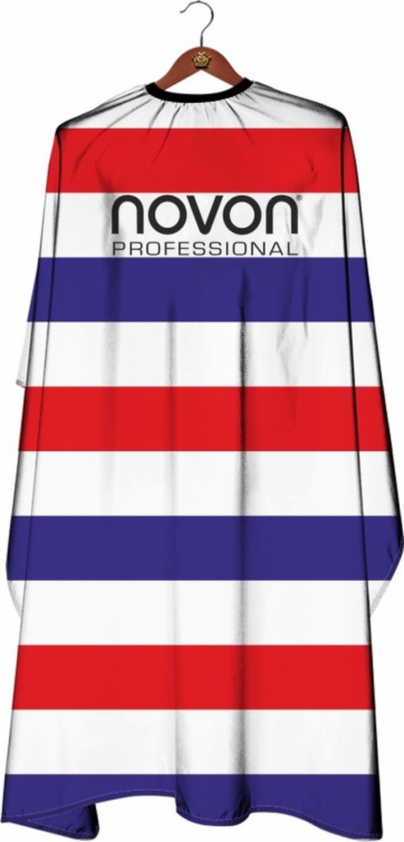 Novon - Kappersmantel - Rood en wit - Kapmantel - Kapsalon - Kraag met haaksluiting