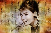 120 x 80 cm - Glasschilderij - Audrey Hepburn - schilderij fotokunst - foto print op glas