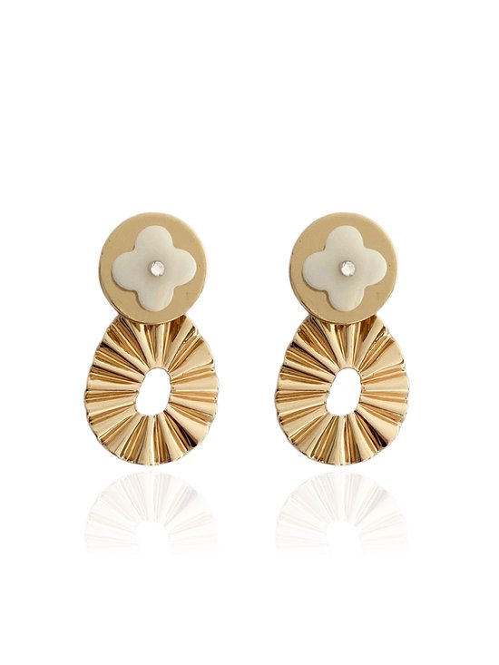 Zatthu Jewelry - N21AW329 - GOLA bloem oorbellen met hanger goud