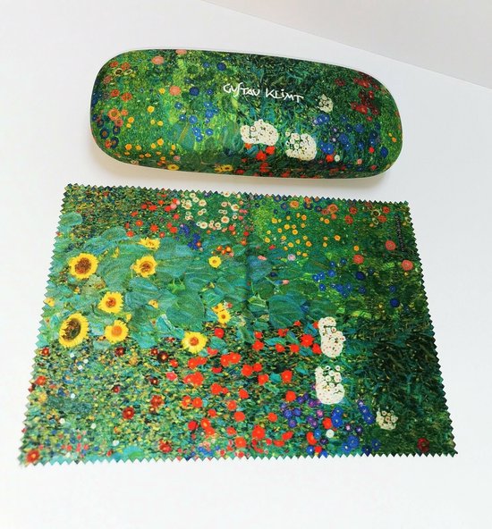 Fridolin hardcase brillenkoker met doekje Klimt Farm Garden with Sunflowers - Fridolin