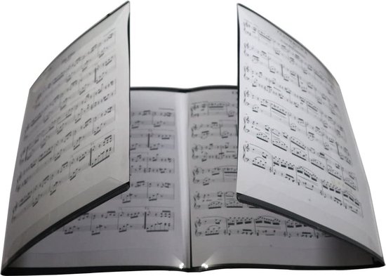 Muziekmap A4, koormap, zwart, 40 pagina's, muziekmap, waterdicht, kunststof, muziekmap voor muziekbladen, ordner, kunstmap, documentenmap, piano, gitaar met 10 notitiepaperclips