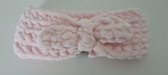 Baby / Kinder Haarband - meisje haarband - winter - 12-24 maanden - roze met strik - super soft - ( handgemaakte Sweet Baby Bedstraw )