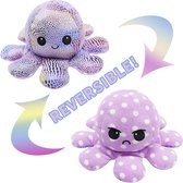 Octopus knuffel - Mood knuffel - Paars Glitters - Blij/Boos knuffel - Omkeerbaar - Emotie knuffel