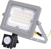 LED Bouwlamp met Sensor - Igan Zuino - 20 Watt - Natuurlijk Wit 4000K - Waterdicht IP65 - Kantelbaar - Mat Grijs - Aluminium