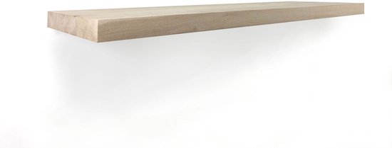 Zwevende wandplank 130 x 30 cm eiken recht - Wandplank - Wandplank hout - Fotoplank - Boomstam plank - Muurplank - Muurplank zwevend
