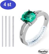 Ringverkleiner set 4 STUKS van 10 cm + GRATIS zilverwerk doekje - Ring Verkleiner Zilver - Ring adjuster - Ideaal om een te grote ring weer passend te maken - Qwality