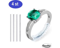 Ringverkleiner set 4 STUKS van 10 cm + GRATIS zilverwerk doekje - Ring Verkleiner Zilver - Ring adjuster - Ideaal om een te grote ring weer passend te maken - Qwality4u
