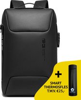 Bange Rugtas - 15,6 inch - Laptop Rugzak - TSA Slot - Krasbestendig - Waterbestendig - Zwart - Incl. Smart Thermosfles