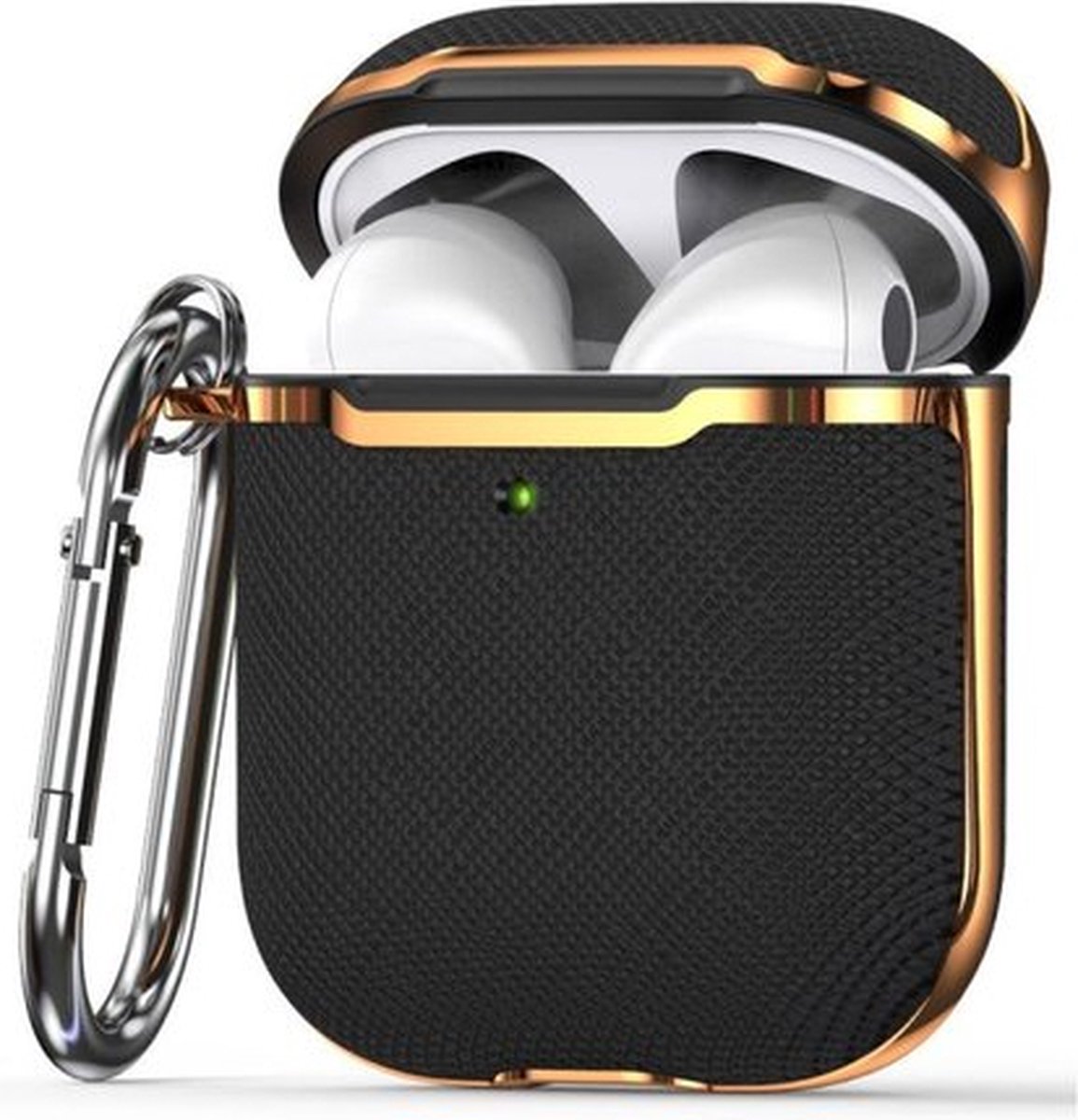 AirPods hoesjes van By Qubix AirPods 1-2 hoesje - Hardcase - Plated series - Zwart + Goud Airpods Case Hoesje voor Airpods Airpods 1 Airpods 2 Hoes
