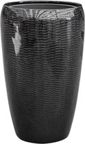 Vida vaas zwart 68cm hoog | Zwarte hoogglans vaas met snakeskin design | Hoge grote bloempot plantenbak vazen