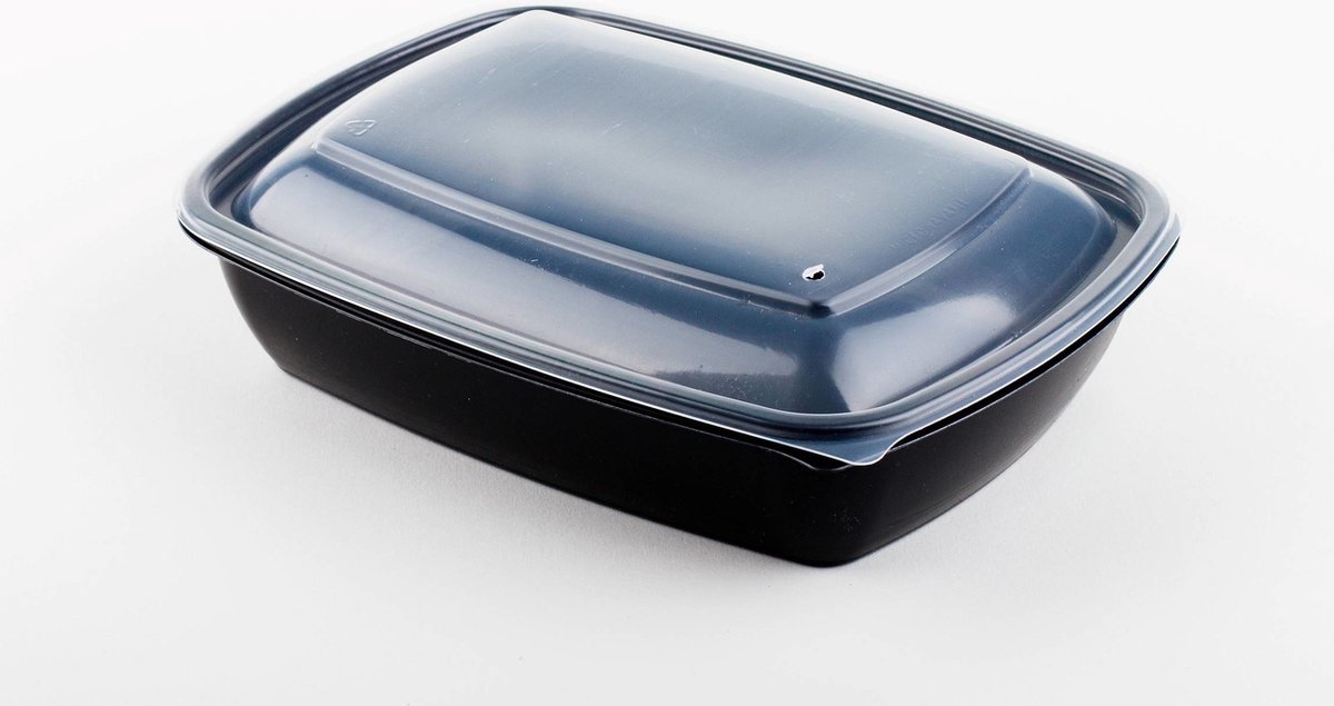 75 Stuks x Sabert Magnetron Maaltijdbak 900 ml Zwart Met Deksel - Maaltijdbakken - maaltijdbakje - magnetron bakje - microwave - microwavable lunch box - zwarte maaltijdbakjes - bakjes met deksel - meal bak - meal prep bakje - vershoudbakjes