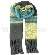 Sjaal Viscose Wol Winter Gestreept Sue - Geel Groen