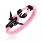 Paracord Travel Armband | Roze / Pink | Airplane | Vliegtuig Sluiting | Zwart | Parachute koord | Wanderlust | Cadeau | Reizen | traveldutchie - valentijn
