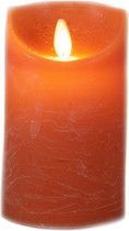 1x stuks led kaarsen/stompkaarsen oranje D7,5 x H12,5 cm - met timer - Woondecoratie - Elektrische kaarsen