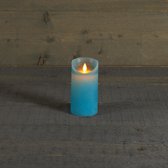 1x Aqua blauwe LED kaarsen / stompkaarsen 15 cm - Luxe kaarsen op batterijen met bewegende vlam