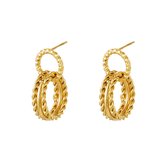 Yehwang - golden rings oorbellen - Goud - stainless steel - gouden ringen