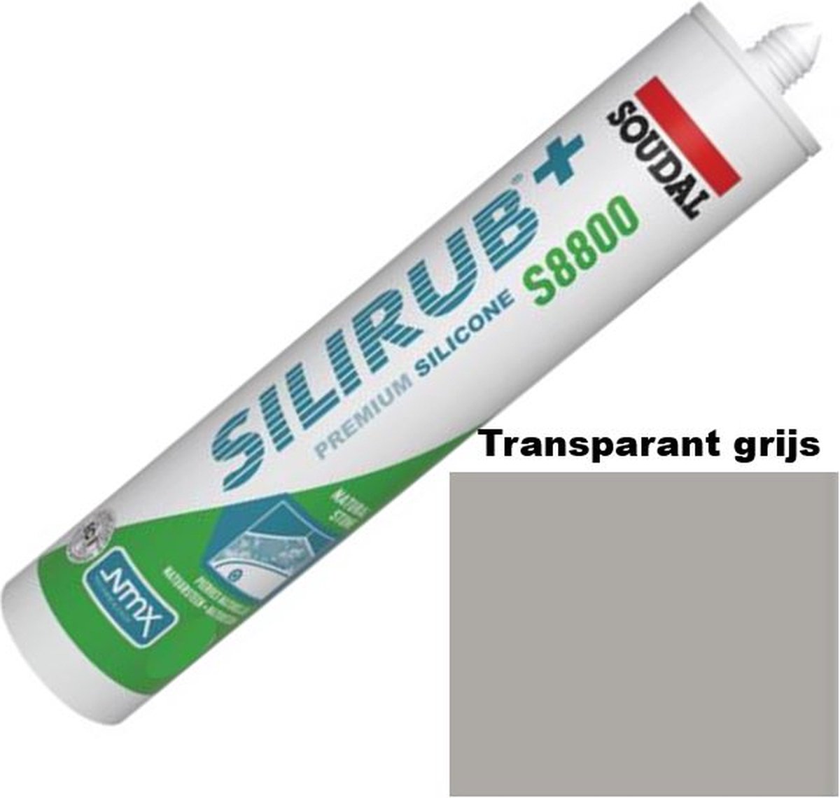 Soudal Silirub+ S8800 Natuursteen - Siliconekit - Speciaal voor Natuursteen en Sanitair - Kleur : Transparant Grijs310 ml