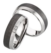 Strakke carbon ringen met titanium 2 briljanten