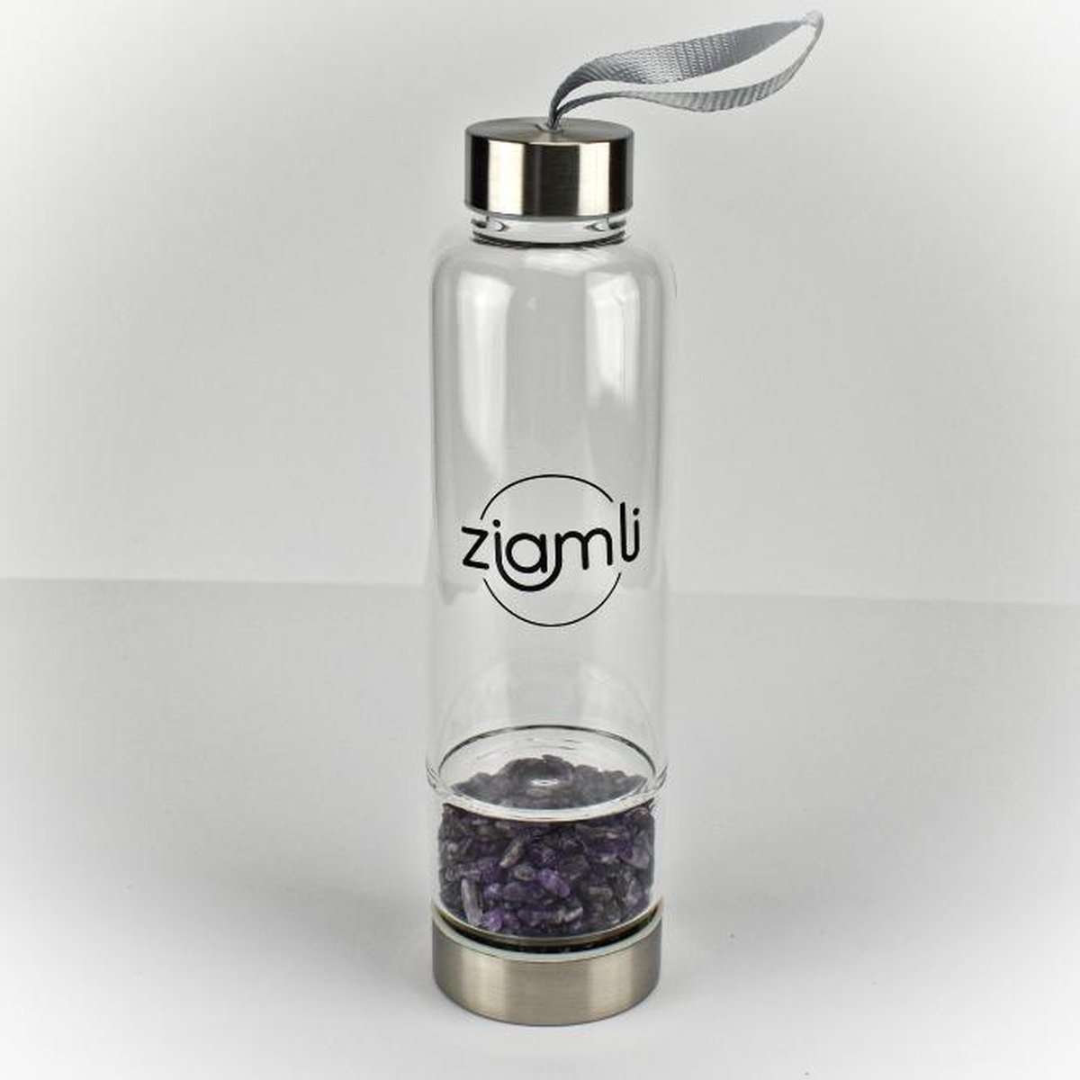 Ziamli Waterfles - Amethist - Waterfles met kristal - Crystal water bottle - Waterfles kristal glas