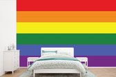 Behang - Fotobehang Regenboog Vlag - Pride Vlag - Love - Breedte 390 cm x hoogte 260 cm