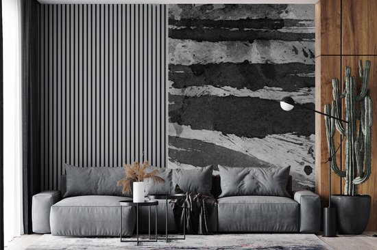 Œuvre abstraite à l'aquarelle et nuances de gris 160x240 cm