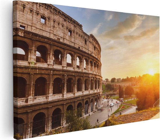 Foto: Artaza canvas schilderij colosseum bij zonsondergang in ital e 120x80 groot foto op canvas wanddecoratie woonkamer