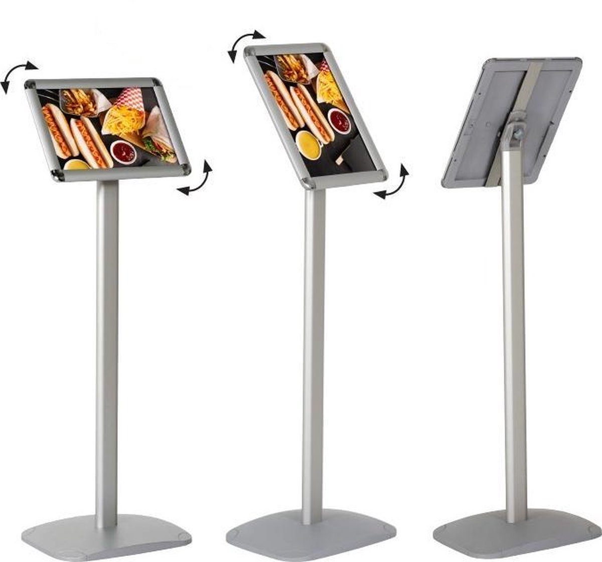 Infostandaard A4 formaat kliklijst ZILVER ALUANZ - incl beschermfolie - Informatiestandaard infodisplay verwijsbord infostand menubord