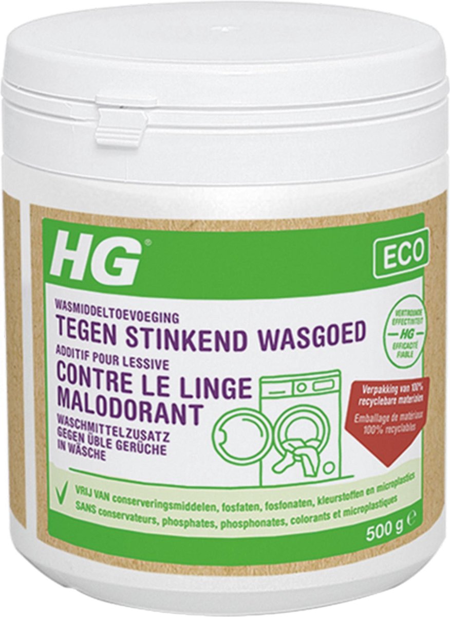 HG ECO wasmiddeltoevoeging tegen stinkend wasgoed - 500g - de duurzame wasmiddeltoevoeging tegen alle nare geurtjes