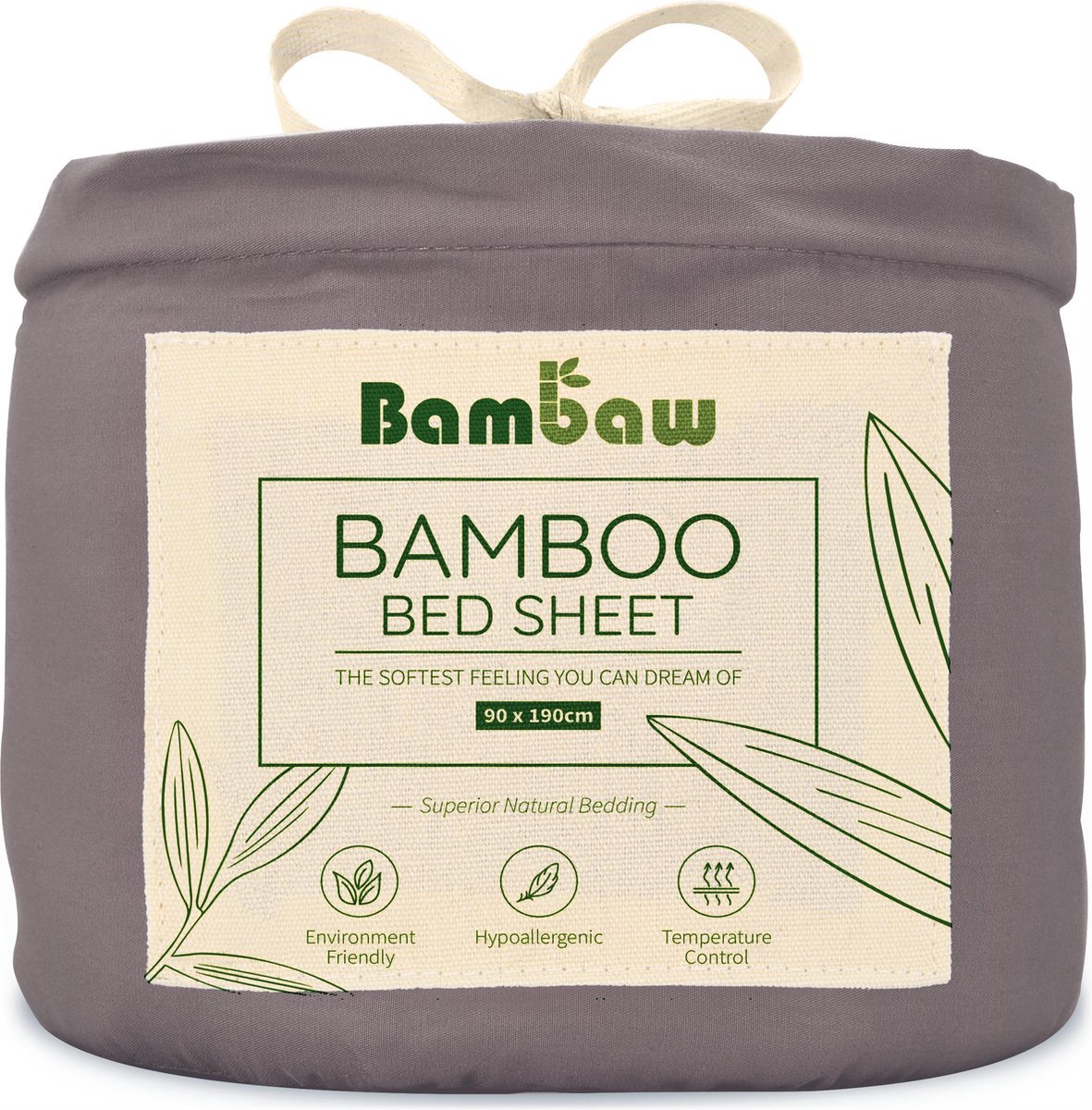 Bamboe Hoeslaken | 1-Persoons Eco Hoeslaken 90cm bij 190cm | Donkergrijs | Luxe Bamboe Beddengoed | Hypoallergeen Hoeslaken | Puur Bamboe Viscose Rayon Hoeslaken | Ultra-ademende Stof | Bambaw