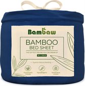 Bamboe Hoeslaken | 1-Persoons Eco Hoeslaken 90cm bij 190cm | Blauw marine | Luxe Bamboe Beddengoed | Hypoallergeen Hoeslaken | Puur Bamboe Viscose Rayon Hoeslaken | Ultra-ademende