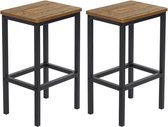NumberOne® Retro Design Barkrukken Set - Donkerbruin - Massief Hout - Ijzer Frame