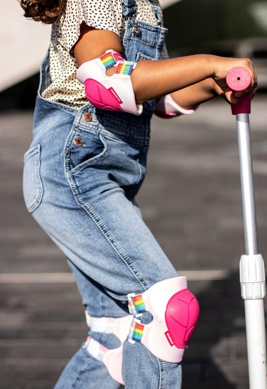 Nijdam Skate Beschermset Kinderen - Pink Rainbows - Roze/Wit - S - Nijdam