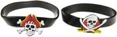 armband piraat jongens 6,5 cm rubber zwart 2 stuks