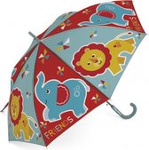 kinderparaplu Friends olifant & leeuw PE rood/blauw