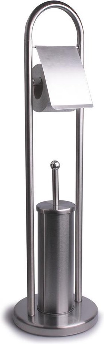 Bath & Shower - Toiletrolhouder & Toiletborstel met Houder - RVS - Ø20x78cm - Toiletbutler