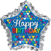 folieballon Happy Birthday Star 86 x 81 cm zilver