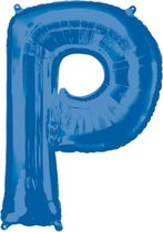 folieballon letter P 60 x 81 cm blauw