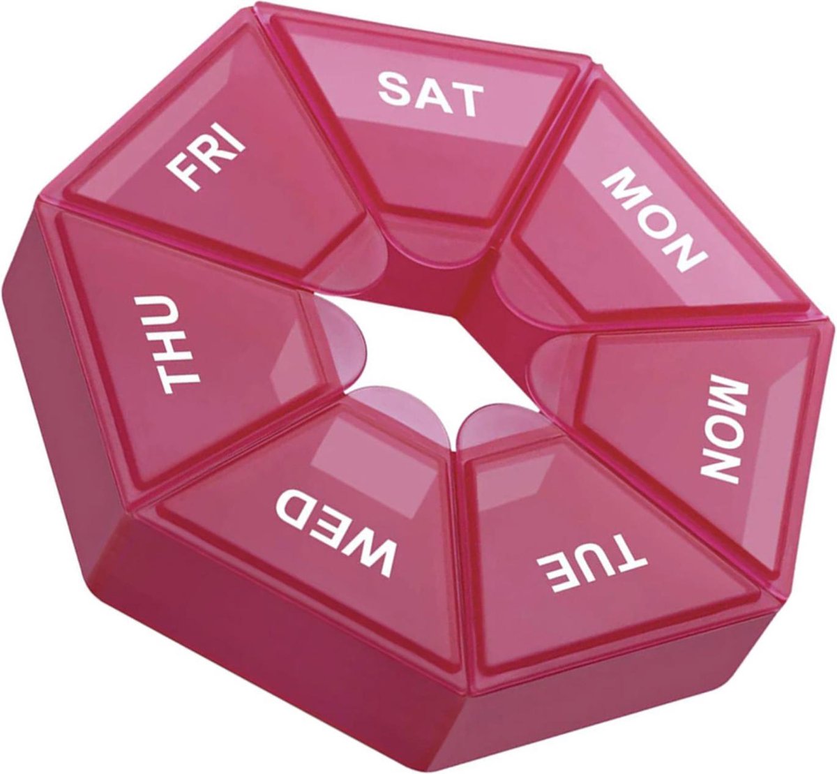 Goedkoopste Cabantis Hexagon Mini-Pillendoos|Pillen Organizer|Medicijn Doosje|Pillendoos 7 Dagen|Rood-Roze
