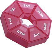 Cabantis Hexagon Mini-Pillendoos|Pillen Organizer|Medicijn Doosje|Pillendoos 7 Dagen|Rood-Roze