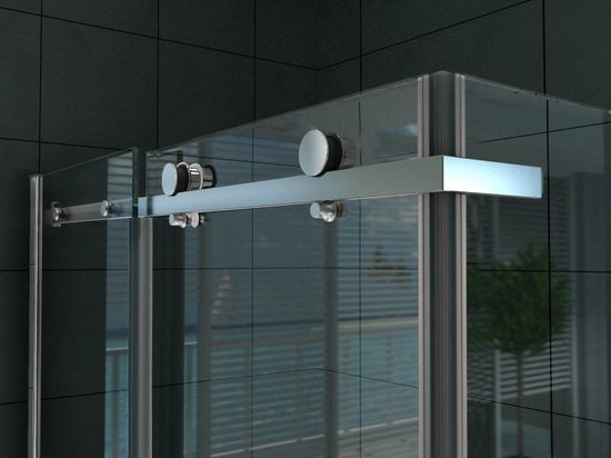 Entrée d'angle Cabine de douche Porte coulissante 800x1200x1950mm Nano (anti-calcaire) Revêtement 8mm Verre de sécurité Profil chromé Easy Clean