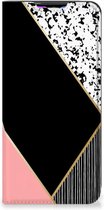 Bookcase Hoesje Xiaomi Redmi 9 Smart Cover Black Pink Shapes
