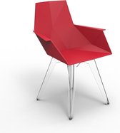 FAZ Stoel met armleuningen - rood - polycarbonaat frame