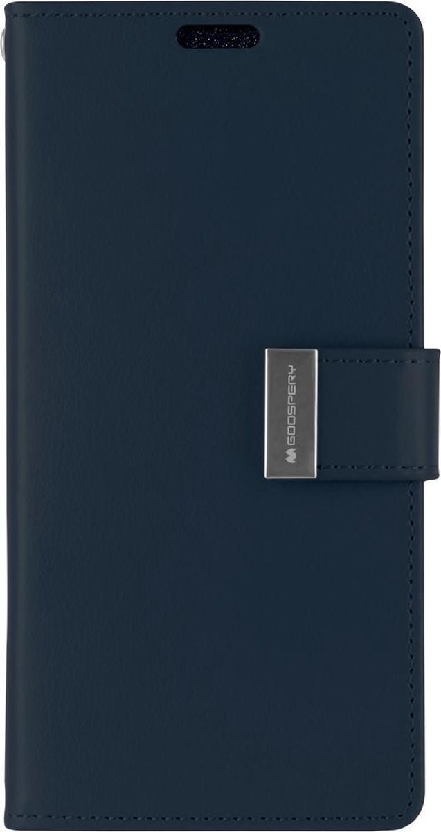 Telefoonhoesje geschikt voor Apple iPhone 13 Pro Max - Goospery Rich Diary Case - Hoesje met Pasjeshouder - Donker Blauw