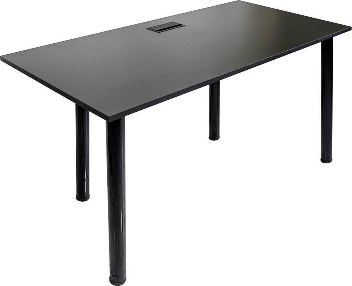 Milo Gaming Desk - Bureau - Computertafel - Game Bureaus - Bureau voor Volwassenen - Met aluminium kabeldoorvoer - Zwart – 132x65 cm