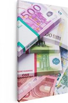 Artaza Canvas Schilderij Euro Geld Briefjes - Stapels  - 20x30 - Klein - Foto Op Canvas - Canvas Print